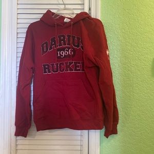 Jerzees Mens Red Darius Rucker 1966 Hoodie with Pocket and Hood Small